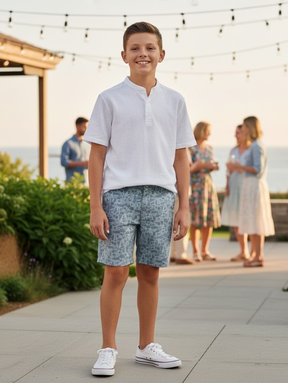 NWT PGA Tour Boys' Golf Print Performance Flat Front Shorts‎ Classic Stretch